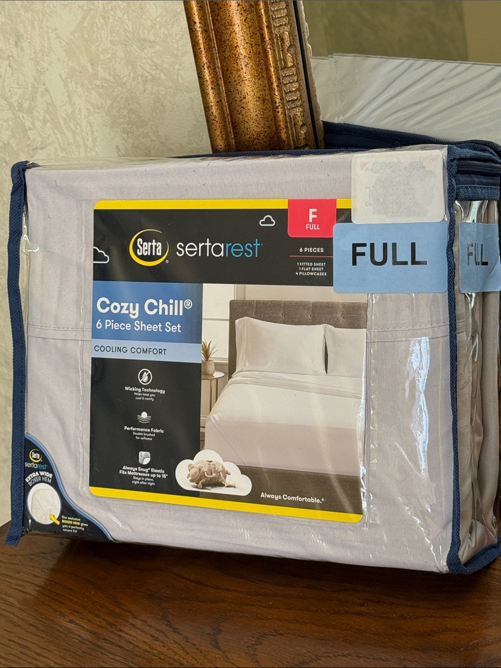 Serta Cozy Chill 6-Piece Full Sheet Set - Light Gray.